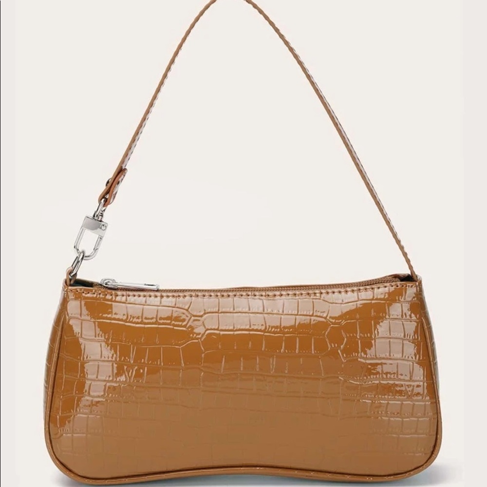 Croc Embossed Baguette Bag